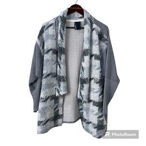 Anthropologie Dolan T Shirt Women Sz L Gray Open Cardigan Wool Mohair Sweater H4